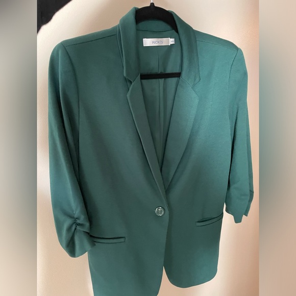 Rickis hunter green 3/4 sleeve single button up blazer - Picture 1 of 8